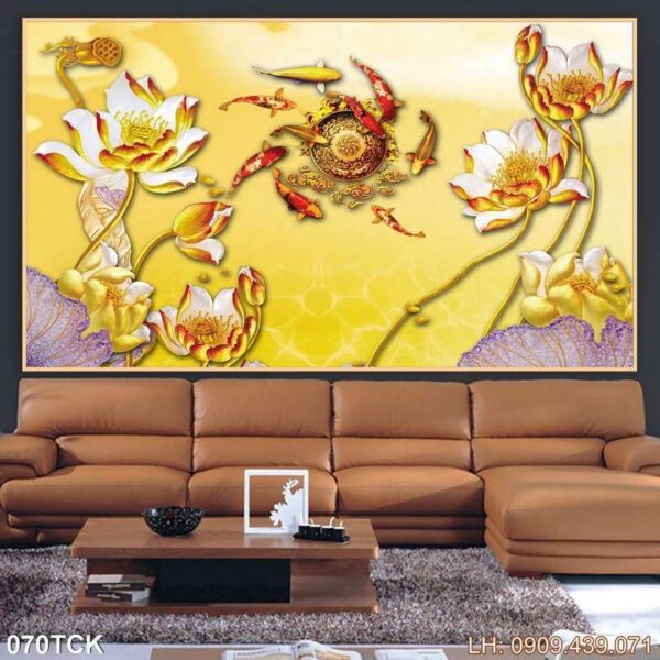 Tranh vẽ hoa sen in nhanh - 070TCK