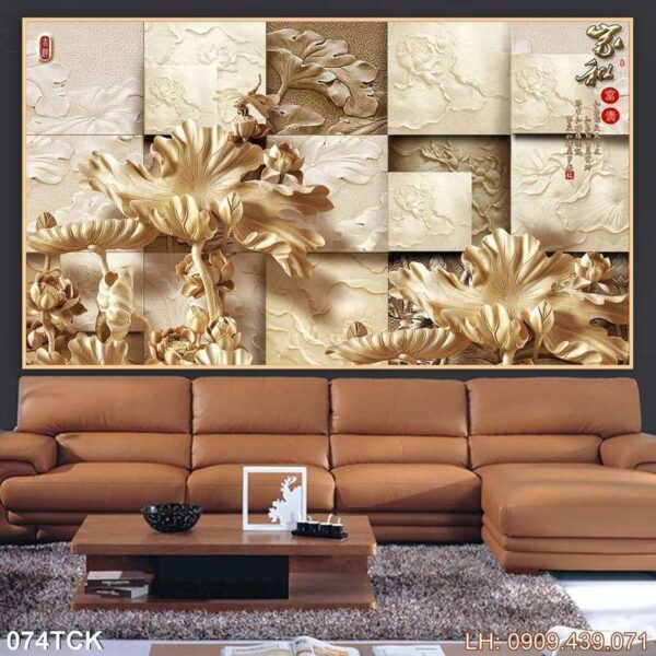 Bức tranh hoa sen ấn tượng - 074TCK