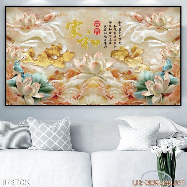 Tranh bông sen giá rẻ - 075TCK