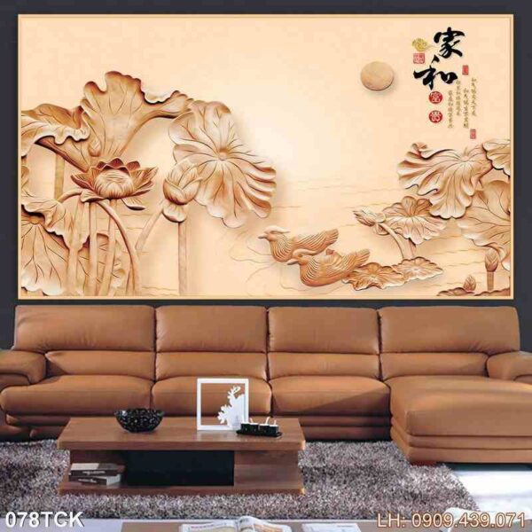 Tranh vẽ bông sen khổ lớn - 078TCK