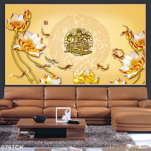 Tranh hoa sen đẹp - 079TCK