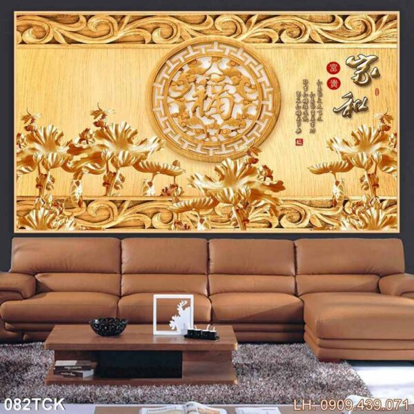 Mẫu tranh bông sen dán kiếng - 082TCK