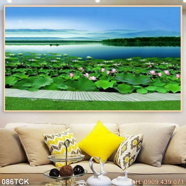 Tranh bông sen đẹp - 086TCK
