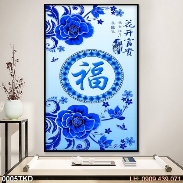 Mẫu tranh treo đứng in canvas - 005TKD