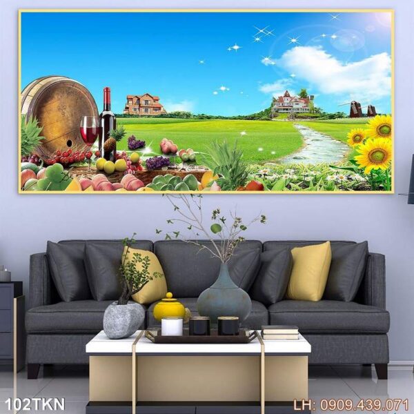 Tranh vẽ kích thước ngang có khung - 102TKN