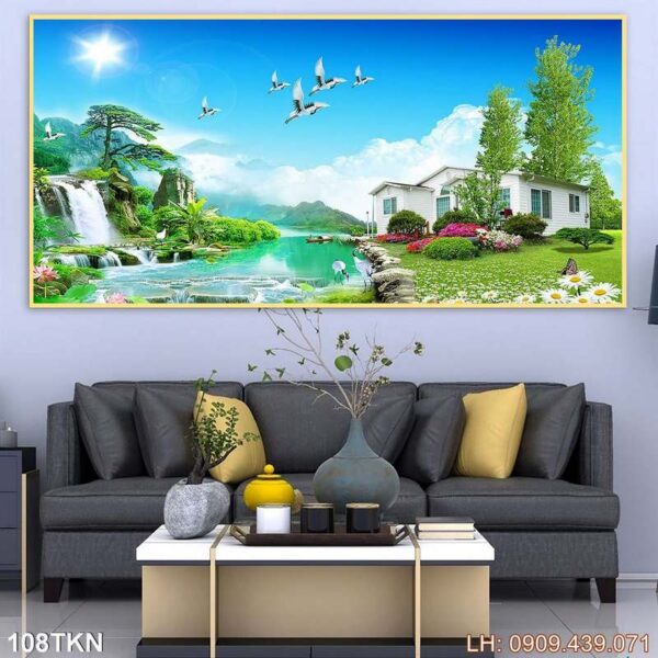 Tranh ảnh khổ ngang phòng ngủ dán kính - 108TKN