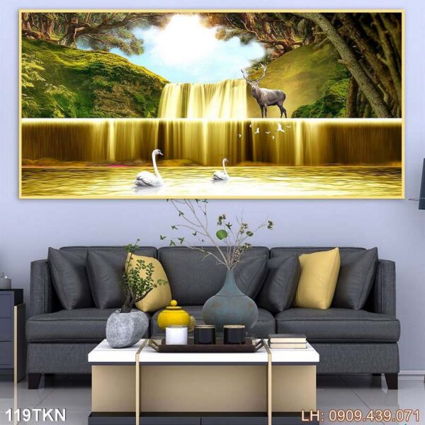 Tranh vẽ khổ ngang phòng khách nghệ thuật - 119TKN