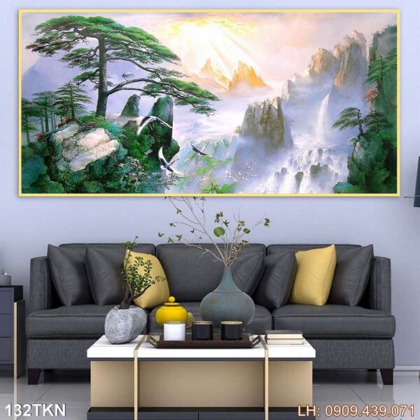 Bức tranh khổ ngang phòng ngủ dán kiếng - 132TKN