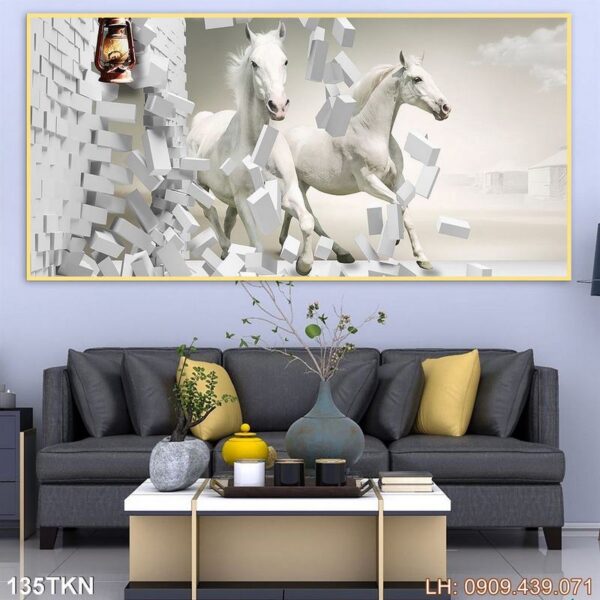 Tranh khổ ngang phòng khách dán kiếng - 135TKN