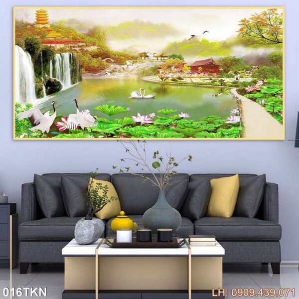 Bức tranh khổ ngang phòng khách in laminate - 016TKN