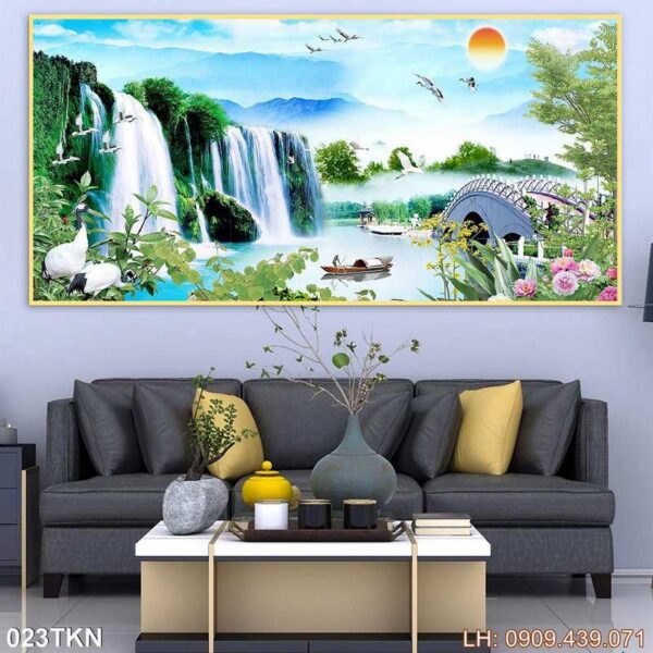 Tranh vẽ kích thước ngang dán kính - 023TKN