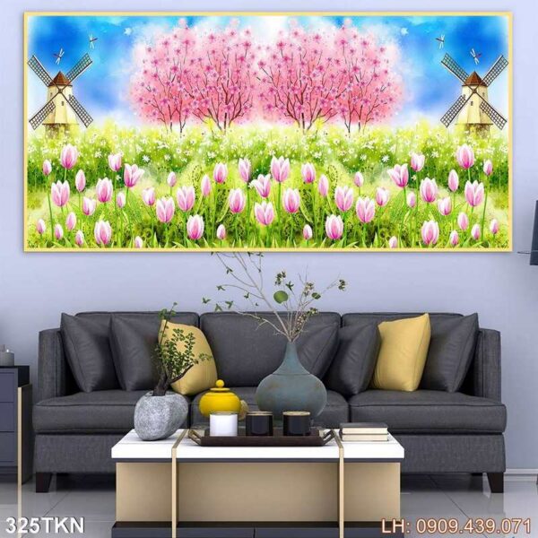 Mẫu tranh khổ ngang phòng khách nghệ thuật - 325TKN