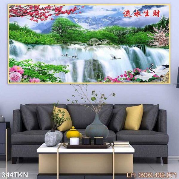 Tranh khổ ngang phòng ngủ dán kính - 344TKN