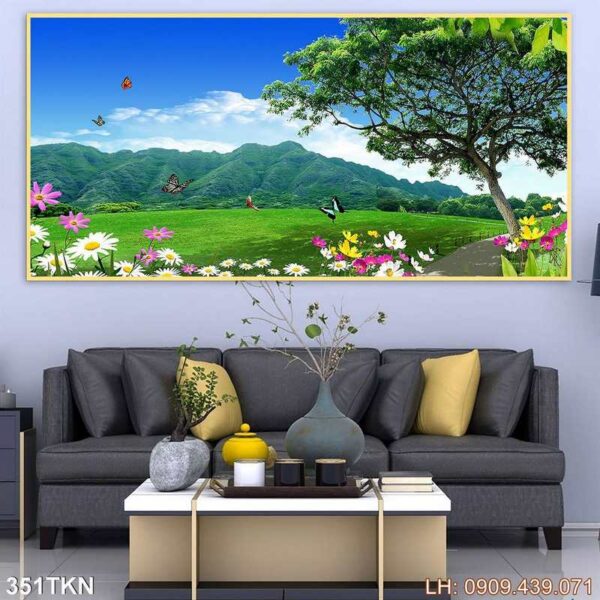 Tranh vẽ kiểu chiều ngang in tráng gương - 351TKN