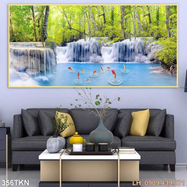 Tranh vẽ khổ ngang phòng khách đẹp - 356TKN