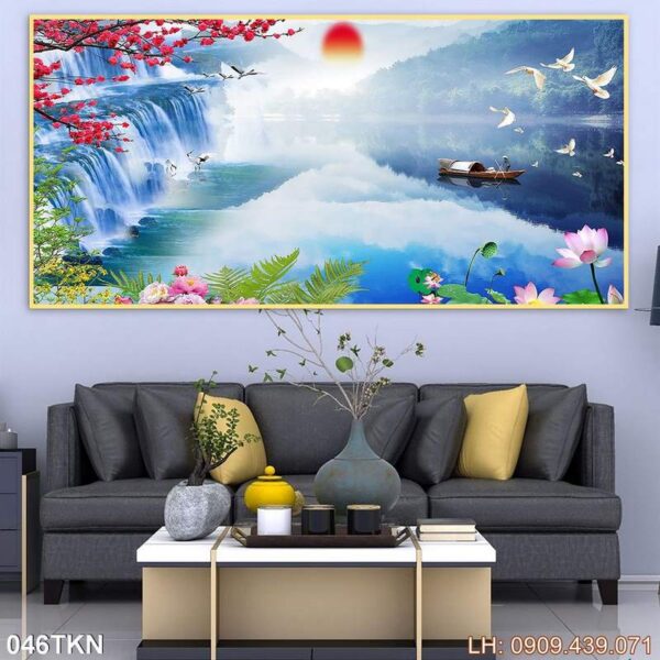 Bức tranh khổ ngang phòng khách dán kính - 046TKN