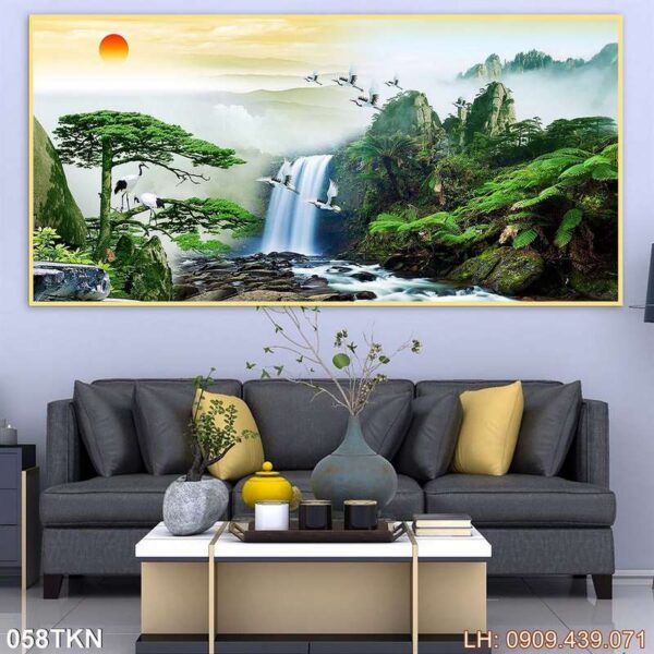 Tranh khổ ngang phòng khách in tráng gương - 058TKN