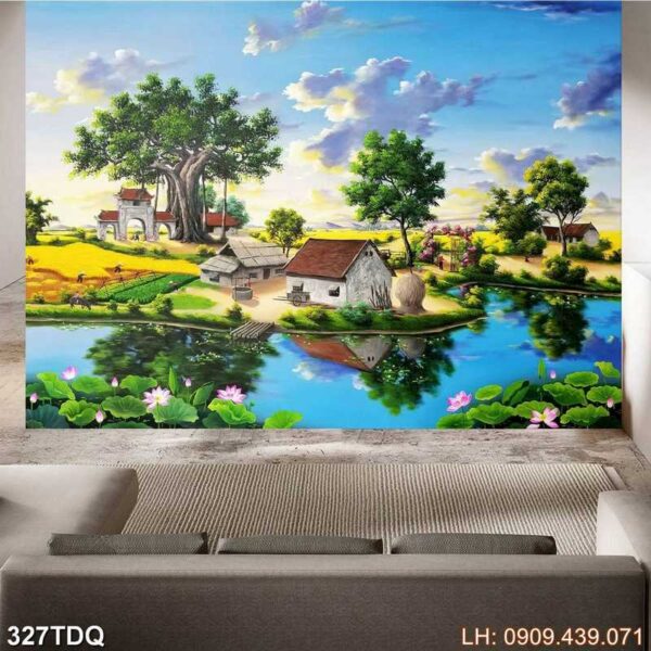 Tranh ảnh cánh đồng lúa kiểu xưa - 327DQ