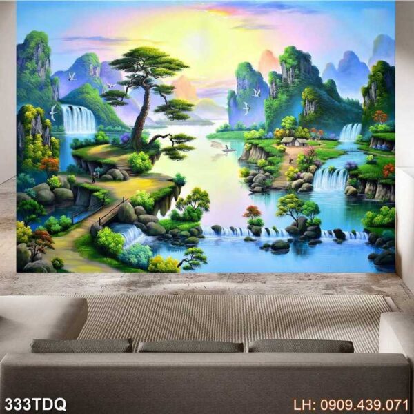 Bức tranh cánh đồng lúa dán tường - 333DQ