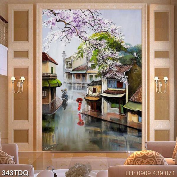 Bức tranh cánh đồng lúa dán tường - 343DQ