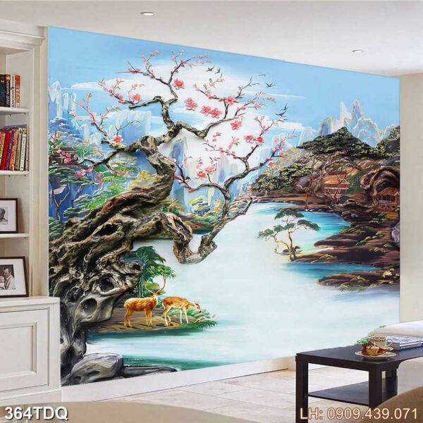 Mẫu tranh đồng quê dán kiếng - 364DQ