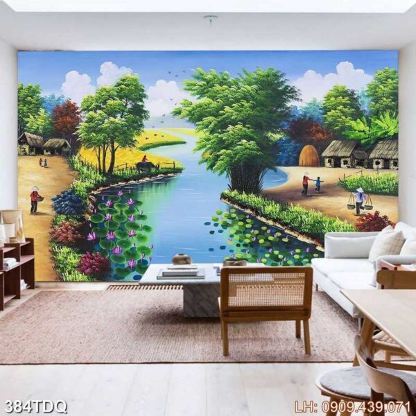 Bức tranh làng quê in canvas - 384DQ