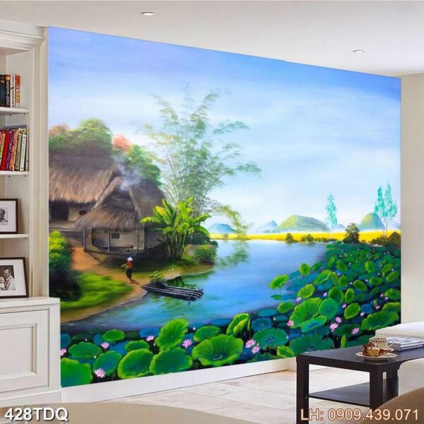 Tranh cánh đồng lúa in nhanh - 428DQ