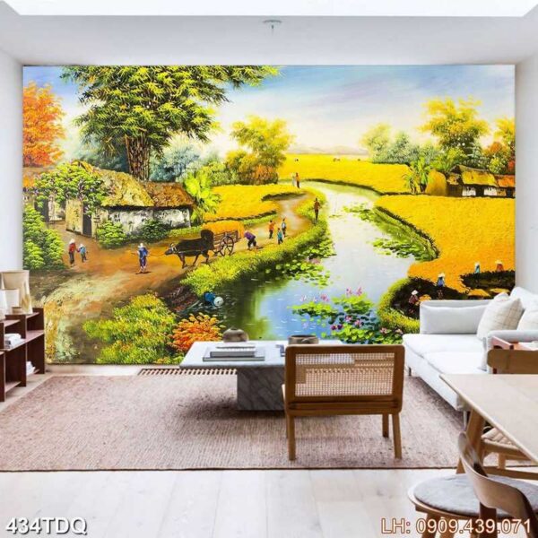 Ảnh cánh đồng lúa in tráng gương - 434DQ