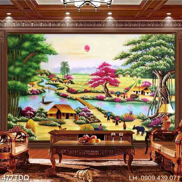 Bức tranh quê hương dán tường - 477DQ