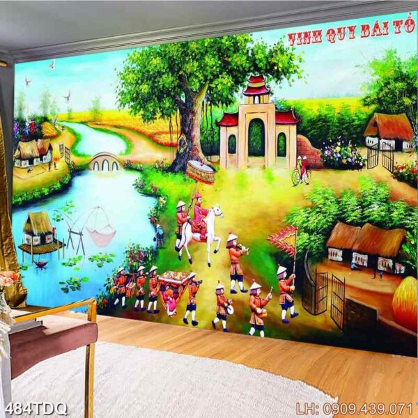 Tranh làng quê dán kính - 484DQ