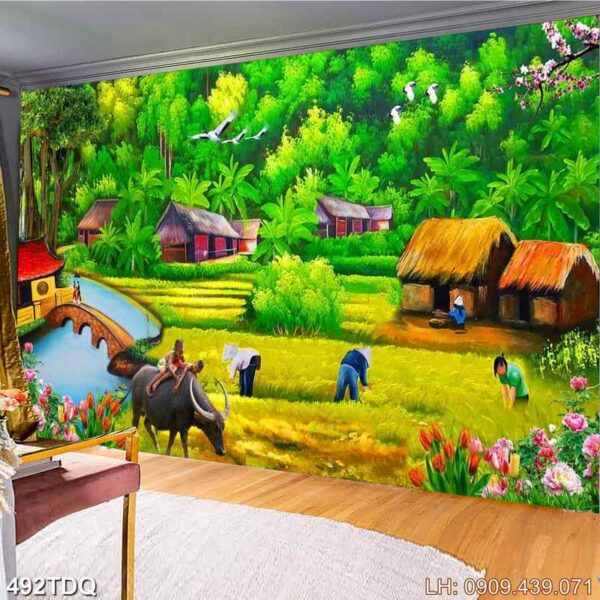 Tranh ảnh cánh đồng lúa phổ biến - 492DQ