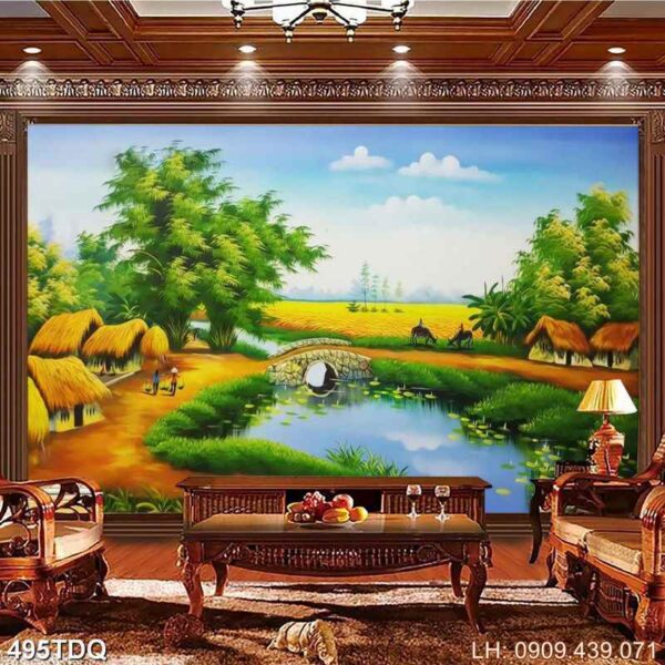 Tranh vẽ quê hương dán tường - 495DQ