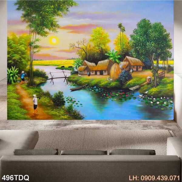 Bức tranh cánh đồng lúa miền Bắc - 496DQ