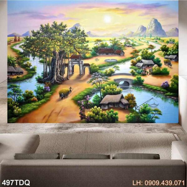 Mẫu tranh đồng quê dán kính - 497DQ