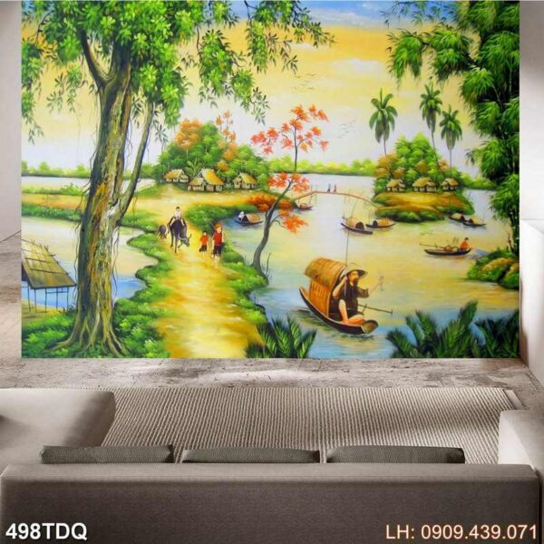 Tranh làng quê in canvas - 498DQ