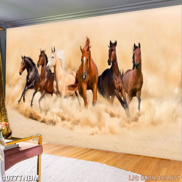 Mẫu tranh mã đáo thành công dán kính - 1077TNBM