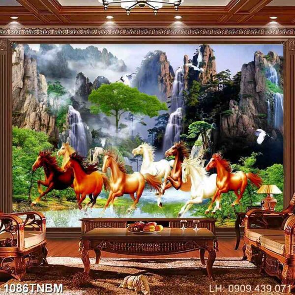 Bức tranh ngựa in canvas - 1086TNBM