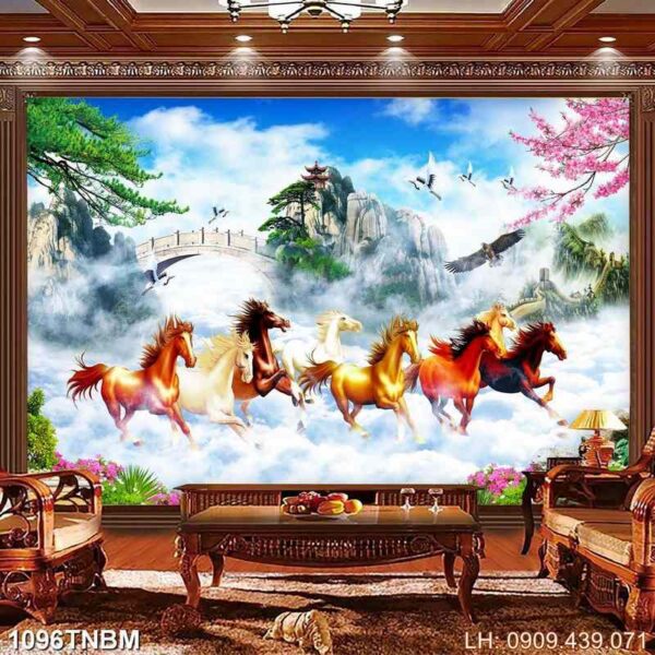 Tranh ảnh ngựa in tráng gương - 1096TNBM