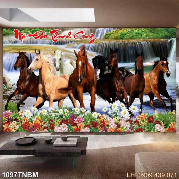 Bức tranh mã đáo thành công treo phòng khách - 1097TNBM