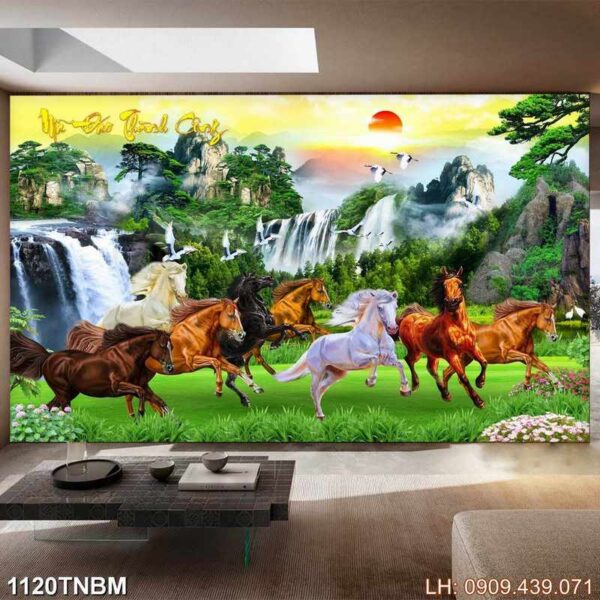 Tranh bát mã dán tường - 1120TNBM