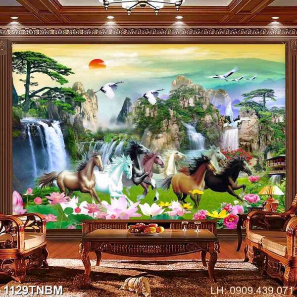 Ảnh bát mã treo phòng sếp - 1129TNBM