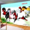 Tranh bát mã in tráng gương - 695TNBM