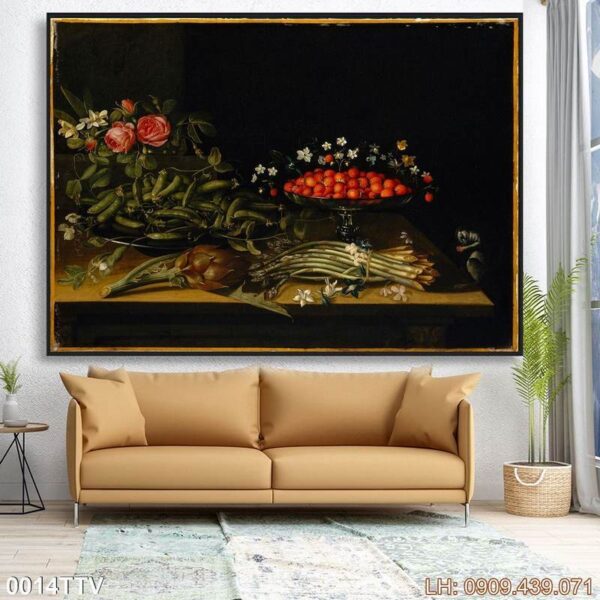 Mẫu tranh tĩnh vật hoa quả dán tường - 014TTV