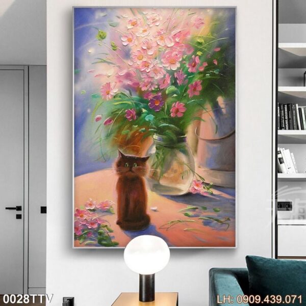 Bức tranh tĩnh vật bình hoa ấn tượng - 028TTV