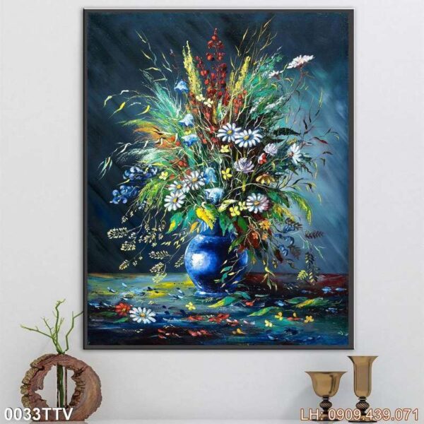 Mẫu tranh tĩnh vật bình hoa dán tường - 033TTV