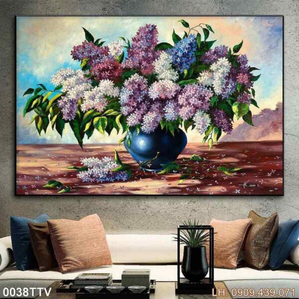 Bức tranh tĩnh vật bình hoa in laminate - 038TTV