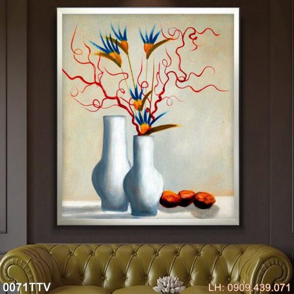 Bức tranh tĩnh vật bình hoa truyền thống - 071TTV