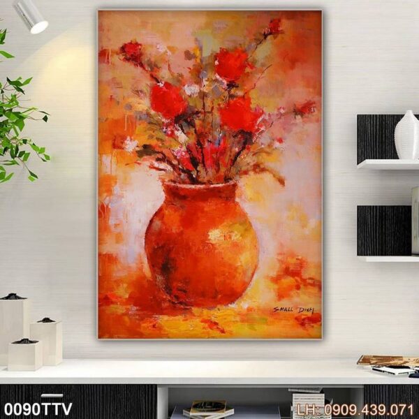 Tranh tĩnh vật bình hoa giá rẻ - 090TTV
